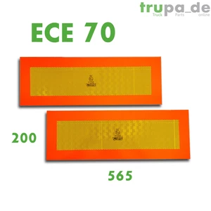 2 x Heckmarkierung 565 x 200 ECE 70 Warntafel Folie Reflektor Anhänger Auflieger - Bild 1 von 3