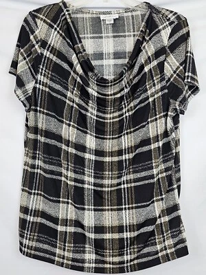 Blusa feminina xadrez Jaclyn Smith Collection tamanho grande - Imagem 1 de 4