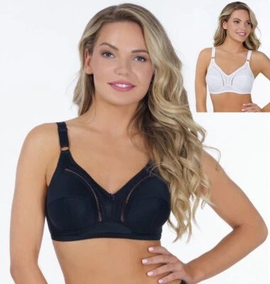 Entlastungs BH ohne Bügel schwarz weiß starker Halt Damen Komfort Rosme Dessous - Bild 1 von 4