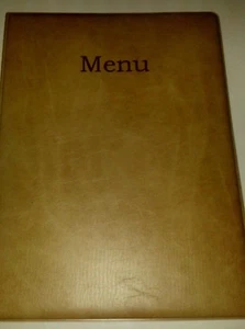A4 MENU HOLDER/COVER/FOLDER IN BEIGE LEATHER LOOK PVC - Picture 1 of 2