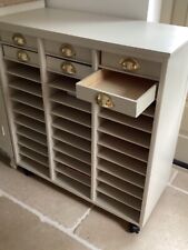 Vintage School Wooden Pigeon Hole Unit Painted Farrow And Ball Shaded White 