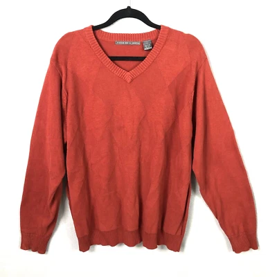 Oscar De La Renta Sweater Mens Large Orange 100% Cotton Preppy Old Money Golf - Image 1 of 4