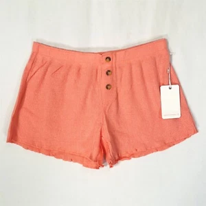 PJ Salvage Lounge Shorts Small Rib Knit Stretch Elastic Waist Coral Pink - Picture 1 of 14