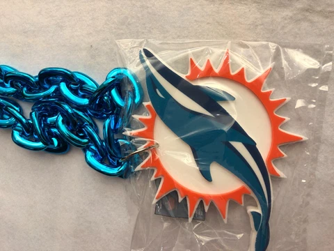 MIAMI DOLPHINS  BIG  Logo TEAL   Fan Chain  Necklace  FAN FAVE Cover