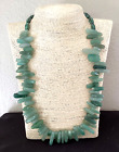 Green beaded necklace, glass beads, artisan clasp, handmade, 24 inches