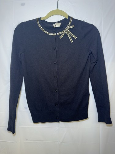 $258 KATE SPADE cardigan impreziosito da fiocco nero TAGLIA XXS con bottoni #10