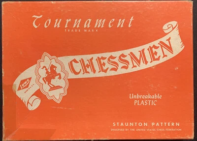 Vintage E.S. Patrón Staunton de ajedrez de plástico Lowe Tournament #807 rojo/blanco Foto 1 de 4