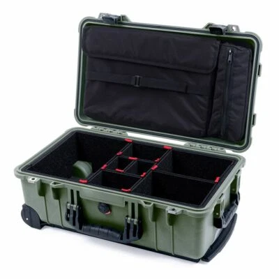 OD Green & Black Pelican 1510 case with TrekPak dividers & lid computer pouch - Image 1 of 3