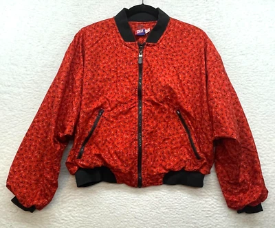 Vintage Tail Jacket Womens Medium Red Black Bomber 80s Retro Streetwear Zip - Image 1 of 4