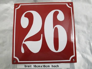 Hausnummer Emaille Nr 24 weiße Zahl roter Hintergrund 18 cm x 18 cm Baujahr 2020 - Picture 1 of 12