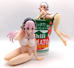 Super Sonico Noodle Stopper Figure Silver & Black/White Bikini Ver. New, opened - Picture 1 of 20