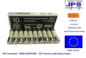 SIBA 70 001 40 100mA FF Sicherung 5x20mm sehr schnellwirkend FF100mA250V JPSF315 Pk5/10 - Bild 1 von 5