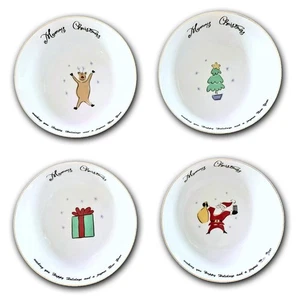 Merry Brite Christmas Soup Cereal or Snack Bowls 6.5 inch Diameter, Set of 4 - Picture 1 of 4