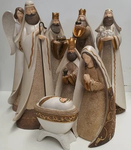 Belén Flora Festivo Navidad Set Oro Brillo y Marfil Figura Más Alta 27cm - Imagen 1 de 20