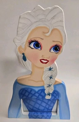 Marco de fotos de madera de colección Disney Frozen Elsa hecho a mano y pintado 3,5" x 5,5" Foto 1 de 4