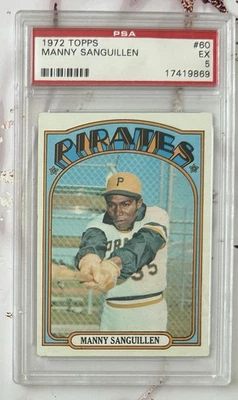 1972 Topps #60 Manny Sanguillen - Pittsburgh Pirates - PSA 5 EX - Image 1 of 2