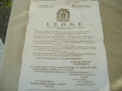 ROMAN REPUBLIC 1799 - NAPOLEONIC MANIFESTO ON SUPPLY MILITARY SHOES - Image 1 of 3