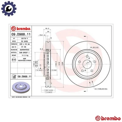 2x BRAKE DISC 09.D988.11 FOR LEXUS TOYOTA RAV/4/VAN 8AR-FTS 2.0L 4cyl RX 2.0L - Image 1 of 4