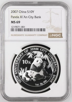 2007 Silver China Panda Xi'an City Bank MS69 NGC - Image 1 of 2