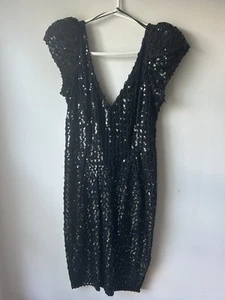 Vestido Vintage Años 80 Climax Por David Howard Negro Lentejuelas 11/12 - Imagen 1 de 6