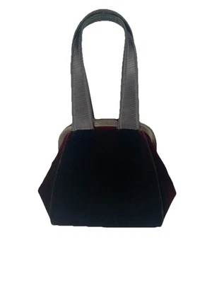 Valerie Stevens - Black & Maroon Velvet Evening Clutch Handbag Purse - Изображение 1 из 4