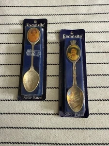 2 Vintage Rare Exquisite Silver Plated Royal Family Spoons New In Box - Picture 1 of 2