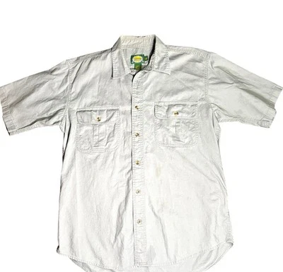 Camisa masculina Cabela’s Outdoor L cáqui bege botão para baixo algodão bolsos utilitário - Imagem 1 de 4