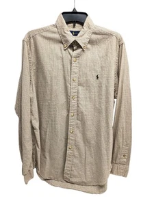 Ralph Lauren Herren klassisches Langarm olivgrün hellbraun Button Down Hemd LARGE - Bild 1 von 8