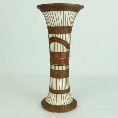 Precioso jarrón japonés de porcelana blanca de 29,5 cm con decoración de bambú.  Foto 1 de 4