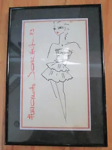 1983 ORIGINAL SANCHEZ FASHION INK DRAWING - SIGNED - 18" X 12" FRAMED & MATTED - Picture 1 of 3