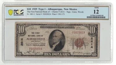 U.S. (Albuquerque, NM) - 1929 $10.00 National Currency Banknote (PCGS Fine 12) - Image 1 of 2