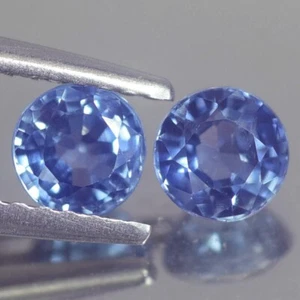 MARAVILLOSO PAR AA 1,11 QUILATES 4,5 MM REDONDO CALENTADO SOLO TAILANDIA ZAFIRO AZUL NATURAL - Imagen 1 de 3