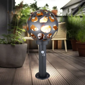 Stehlampe Sockel Außenlampe Bewegungsmelder Gartenleuchte Kugel Wegelampe H 45cm - Bild 1 von 12