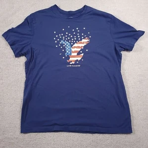 Life Is Good Eagle American Flag Crusher T-shirt Men's XL Blue Patriotic Stars - Picture 1 of 11