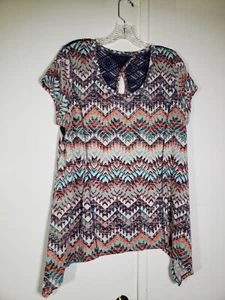 NO BOUNDARIES SZ XXL Classy stripe design peach blue aqua navy with lace.BOHO - Picture 1 of 6
