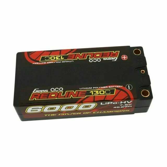 Gens ace Redline Series 6000mAh 7.6V 130C 2S2P HardCase HV Lipo RC Toy Battery