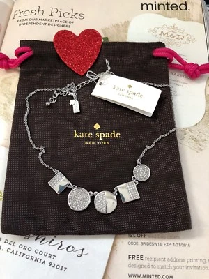 Collar Kate Spade 18" Color Plata Cristales Nueva York 100% Auténtico NUEVO $139 Foto 1 de 4