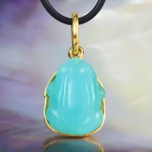 Rana Colgante Azul Calcedonia & Vermeil Chapado en Oro Sobre Plata de Ley 7.65 G - Imagen 1 de 12