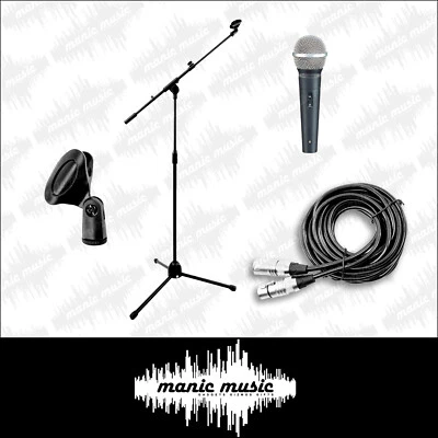 Microphone Set Vocal Pack Mic + Stand + Clip + Cable XLR Full Pro DJ Stage Kit - Image 1 of 4