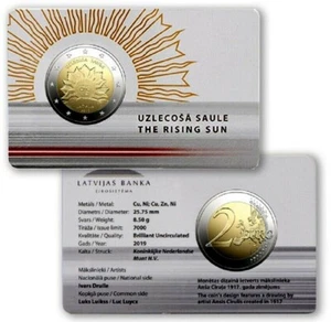 Latvia Lettland 2 EURO COINCARD THE RISING SUN 2019 - Picture 1 of 1
