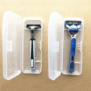 Custodia rasoio uomo plastica trasparente porta rasoio manuale scatola portaoggetti viaggio - Foto 1 di 10