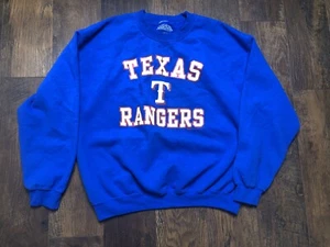 Texas Rangers Blue Crew Neck Sweater Large Mlb Stitches  j17 - Picture 1 of 5