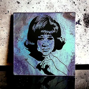 Aretha Franklin Silhouette 12 x 12 Gießen Malerei Kunst Leinwand Queen of Soul Motown - Bild 1 von 3