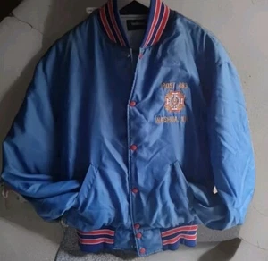 VINTAGE HOLLOWAY BOMBER TEAM JACKET TAGLIA LARGE USA POST 483 NASHUA, N.H VETERANS - Foto 1 di 7