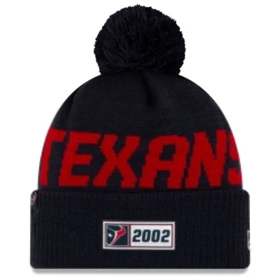 New Era 100th Annv NFL Houston Texans Fútbol Oficial Puño Tejido Sombrero Pom Cap Foto 1 de 4