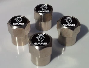 TAPAS DE VÁLVULA DE NEUMÁTICO DE ALUMINIO CON LOGO NEGRO SAAB PARA RUEDA DE NEUMÁTICO - Imagen 1 de 1