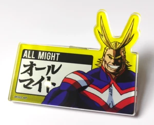 All Might - My Hero Academia Nombre Etiqueta Tipo Acrílico Pin Clip Insignia - Japonés - Imagen 1 de 3