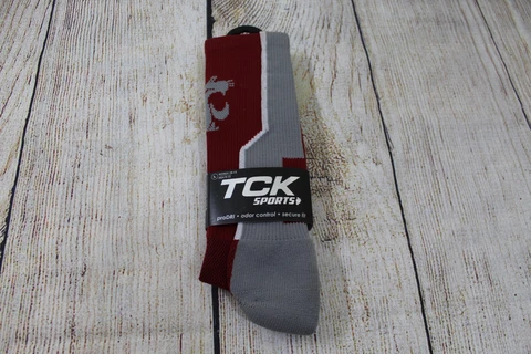 NWT TCK Sports proDRI WSU Washington State Cougars Red Grey Socks Men's 9-12 Cover