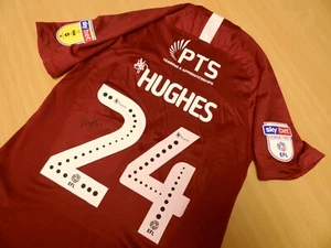 NORTHAMPTON TOWN FC | 24 | RYAN HUGHES | SIGNED MATCH SHIRT 2019-2020 | Size M - Picture 1 of 8