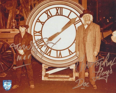 MICHAEL J FOX & CHRISTOPHER LLOYD Signed BACK TO THE FUTURE 8x10 OPX 063574 Cover